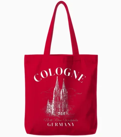 Cologne Germany Retro Tote Bags - Red