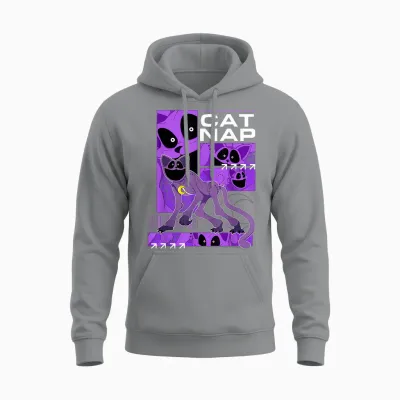 Poppy Playtime Cat Nap Get Some Rest Multiple Pose Unisex Hoodie - Sport Grey