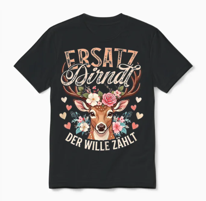 Trachtenshirt Damen Dirndl Shirt Passend Für Oktoberfest Unisex T-Shirt in Black