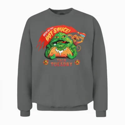 Star Wars Jabba the Hutt Bring Hot Sauce Taco Tuesday Funny Unisex Sweatshirt - Graphite Heather