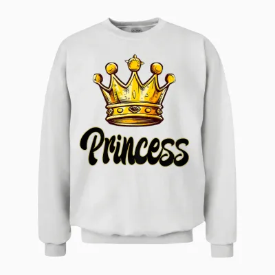 Damen Princess Schriftzug Schwarz/gelb Mit Großer Gelb/gold Krone Unisex Sweatshirt - White