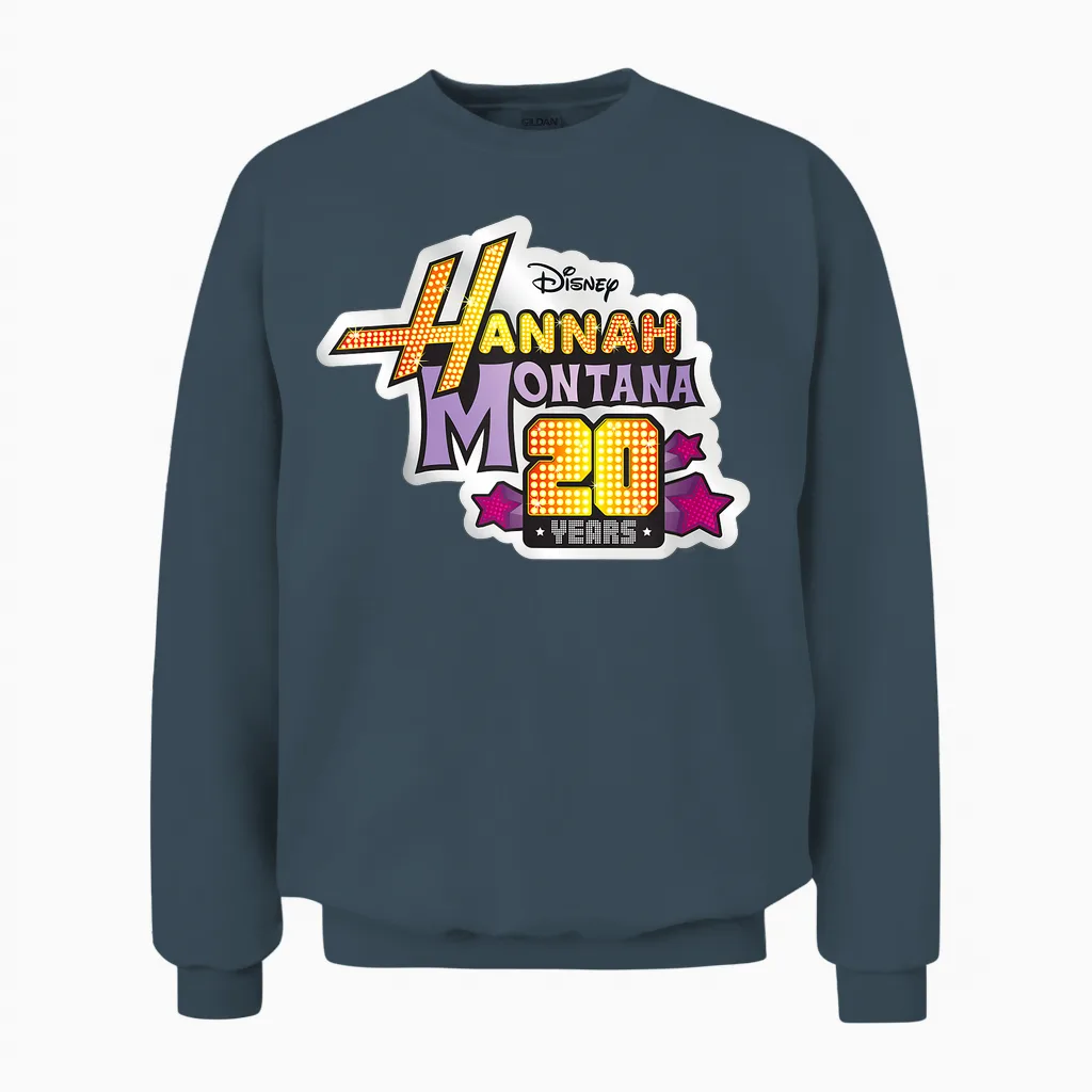 Disney Hannah Montana 20th Anniversary Official Logo Unisex Sweatshirt in Dark Heather