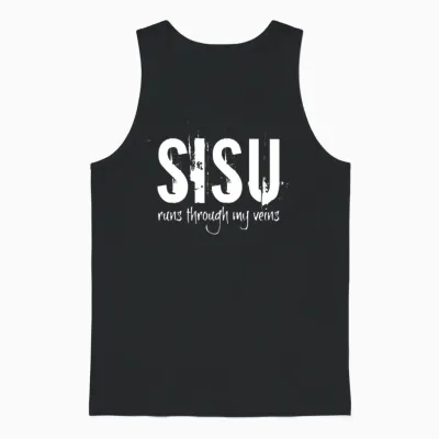 Sisu Runs Through My Veins Finland Finnish Novelty Unisex Tank Top - Black
