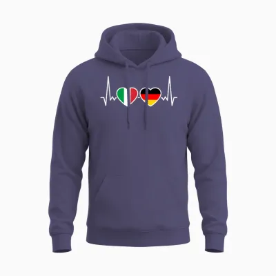 Italien Deutschland Herzschlag Flagge Deutsch Italiener Unisex Hoodie - Heather Sport Dark Navy