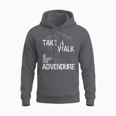 Hiking Hike Take a Walk Vintage Unisex Hoodie - Charcoal