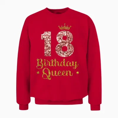 Ladies 18th Queen Birthday 18 Years 18 T-Shirt, Black Unisex Sweatshirt - Red