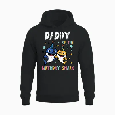 Daddy of Birthday Shark Bday Party Family Matching Dad Men Unisex Hoodie - Black