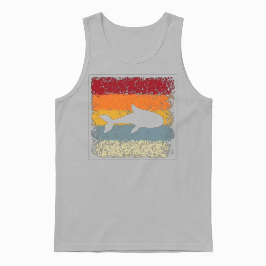 Fish Retro Unisex Tank Top in Ash