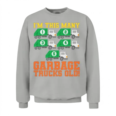 5th Birthday Garbage Trucks Five Years Old Unisex Sweatshirt - Ash