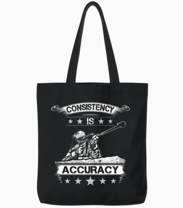 Long Range Shooter Consistency Accuracy Tote Bags in Black