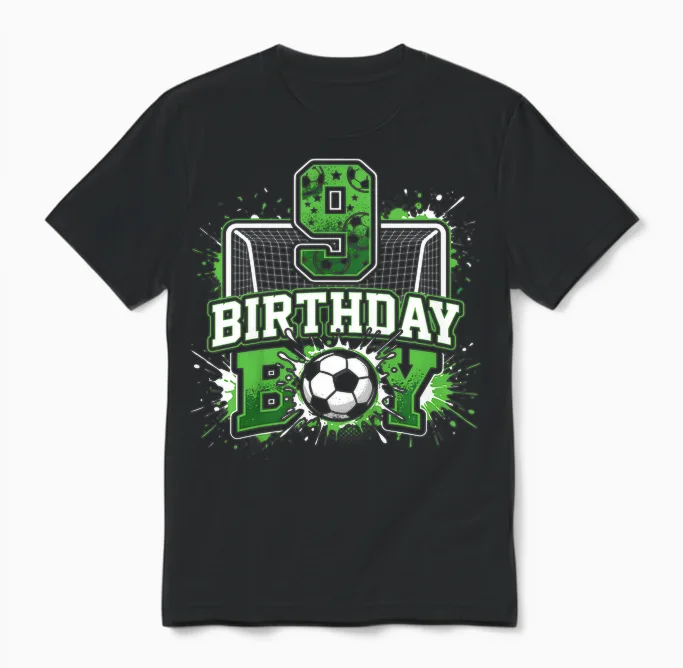 Fußballnetz Zum 9. Geburtstag Für Jungen, 9 Jahre Alt Unisex T-Shirt in Black