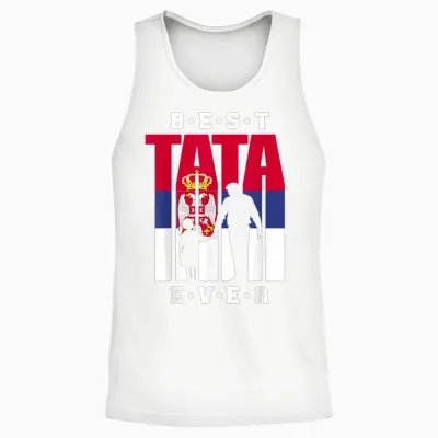 Tata Serbien Flagge Papa Serbischer Vater Mit Tochter Unisex Tank Top - White