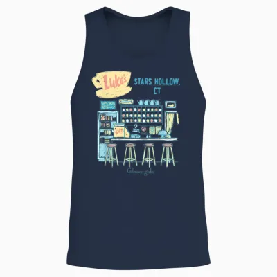 Gilmore Girls Pastel Luke's Counter Sketch Tv Show Unisex Tank Top - Navy