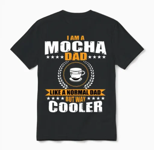 Funny Mocha Coffee Dad Outfit for Men Unisex T-Shirt in Black