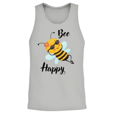 Funny Bee Happy Unisex Tank Top - Ash