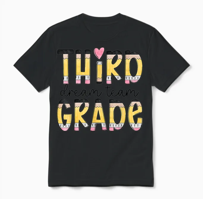 Third Grade Dream Team Back to School 3rd Grade Teacher Unisex T-Shirt in Black