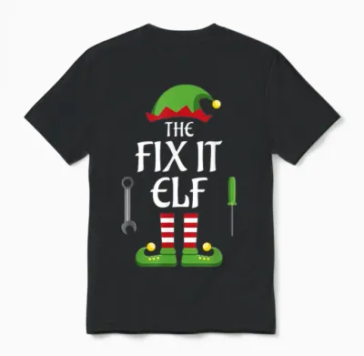 Fix It Elf Family Matching Group Christmas Unisex T-Shirt - Black