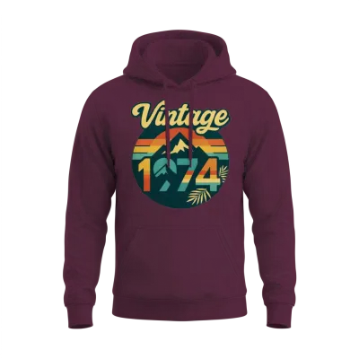 Vintage 1974 Classic Birthday Gift - Retro Unisex Hoodie - Maroon