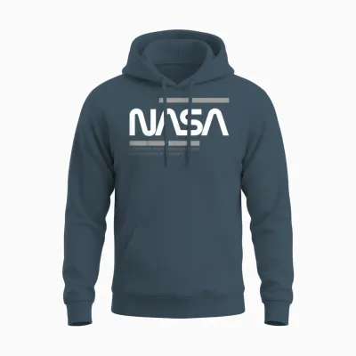 Nasa Worm White Grey Unisex Hoodie - Dark Heather