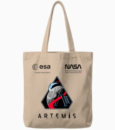 Nasa Artemis Ii Mission Patch Worm Und Esa Logo Tote Bags - Natural