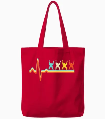 Orang Utan Retro Heartbeat Tote Bags - Red