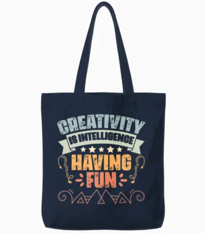Retro Creativity Is Intelligence Having Fun Tote Bags - Navy