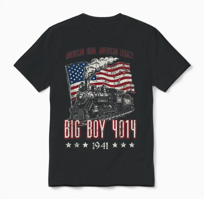 Big Boy 4014 American Steam Train Vintage Men Women Unisex T-Shirt in Black