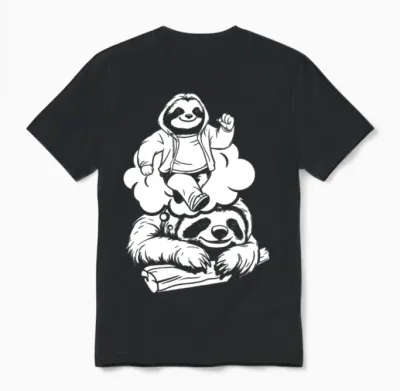 Sloth Funny Unisex T-Shirt - Black