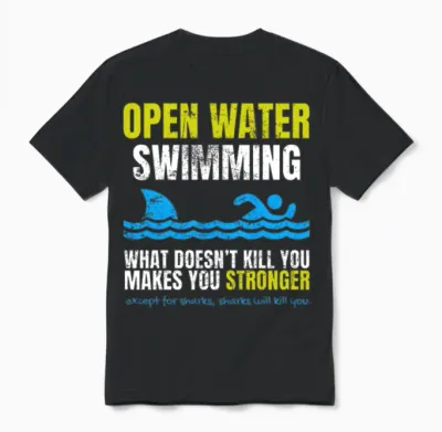 Funny Open Water Swimming Shark Unisex T-Shirt - Black
