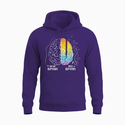 Your Brain My Brain Adhs Awareness Orange Ribbon Grafik Unisex Hoodie - Purple