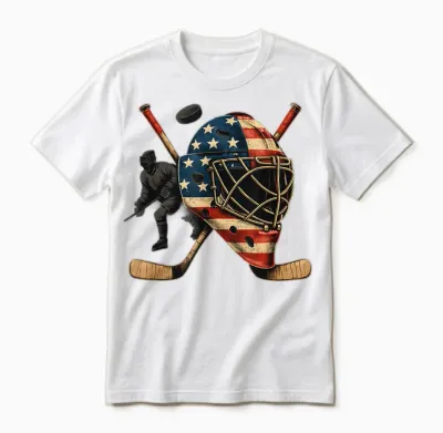 Usa Goalie Helmet Ice Hockey Shirt 4th of July Sportswear Unisex T-Shirt - White