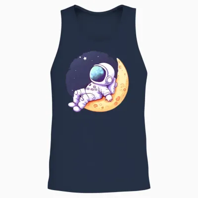 Funny Astronaut Unisex Tank Top - Navy