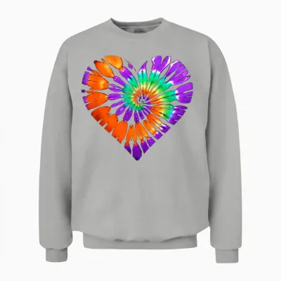 Halloween Heart Tie Dye Colorful Boys Girls Kids T-Shirt, Black, S Unisex Sweatshirt - Ash