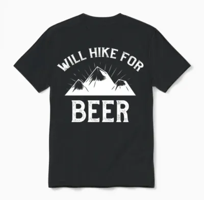 Will Hike for Beer Unisex T-Shirt - Black