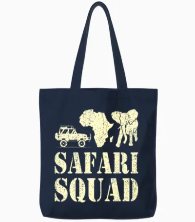 Safari Squad - African Safari Adenventures Tote Bags - Navy