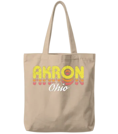 Retro Akron Ohio Tote Bags - Natural
