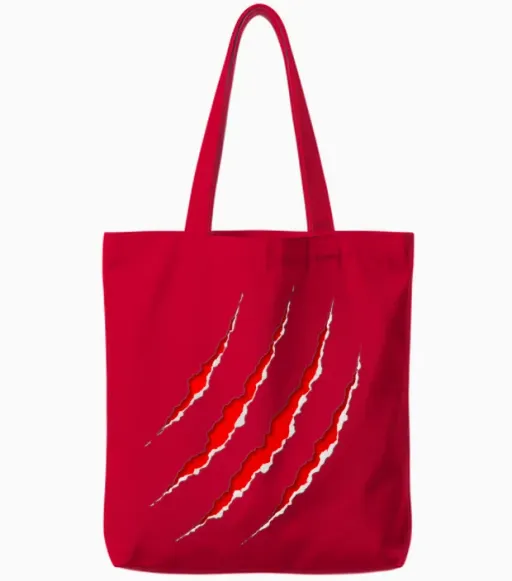 1 2 Claw Scratch Tote Bags - Red