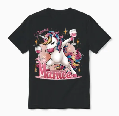 Team Unicorn Future Bride Witness of the Bride Evjf Humor T-Shirt, Black Unisex T-Shirt - Black