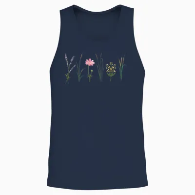 Wild Flower Unisex Tank Top - Navy
