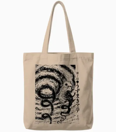Uzumaki Spiral Obsession Swirl Tote Bags - Natural