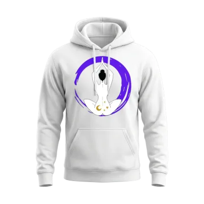 Zen Spiritual Silhouette Purple Unisex Hoodie - White