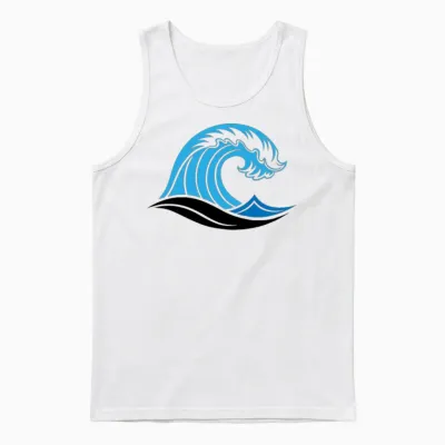 Blue Ocean Wave Cresting with T-Shirt White Foa Unisex Tank Top - White