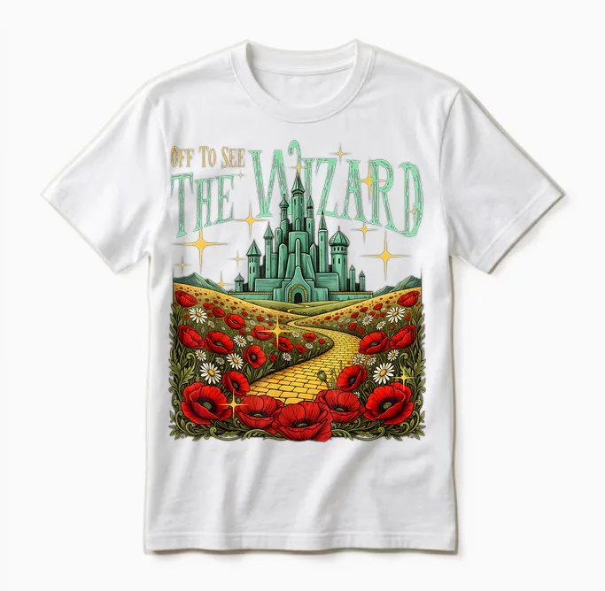 Yellow Brick Road We’re off Wizard Unisex T-Shirt in White