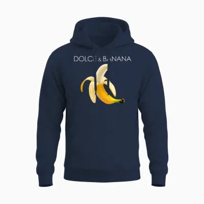 Dolce and Banana T Shirt, Funny Cute Graphic Design Banane Unisex Hoodie - Navy