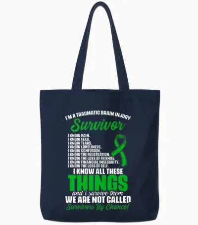 Traumatic Brain Injury Survivor Support Tbi Surviv Tote Bags - Navy