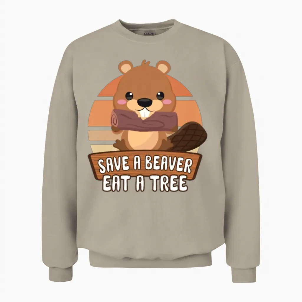 Beaver Fan Beaver Lover Funny Beaver Gift Unisex Sweatshirt in Sand