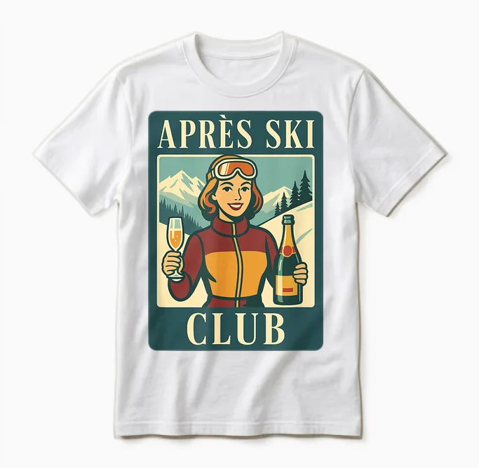Retro Après Ski Club Ski Holiday Winter Sports Unisex T-Shirt in White