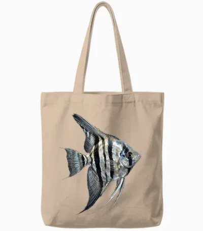 Angelfish Pterophyllum Süßwasser Aquarium Fischhalter Tote Bags - Natural