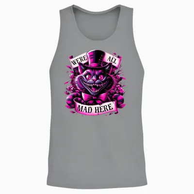 Cheshire Cat Alice in Wonderland Party T-Shirt, Black Unisex Tank Top - Sport Grey