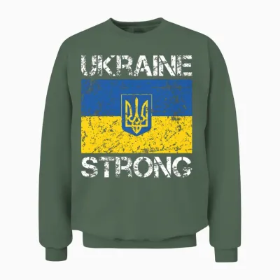 Ukraine Strong Unisex Sweatshirt - Military Green